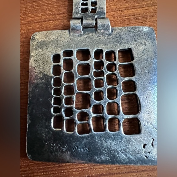 Rare Robert Larin Necklace Brutalist Modernist Art Canadian Textured Pewter 60's - Picture 8 of 11